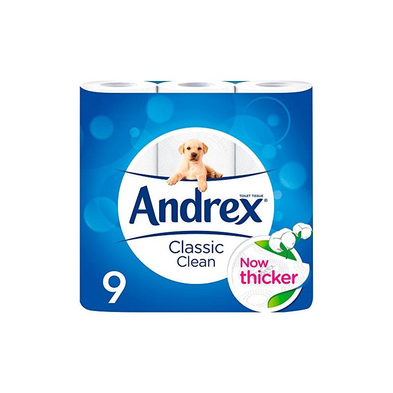 Andrex Classic Clean Toilet Tissue, 9 Pack