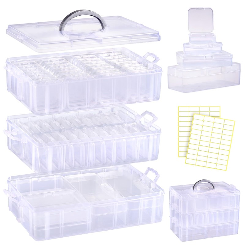 Funtopia Craft Storage Organiser 59 Pack, 3-Tier Stackable Storage Container
