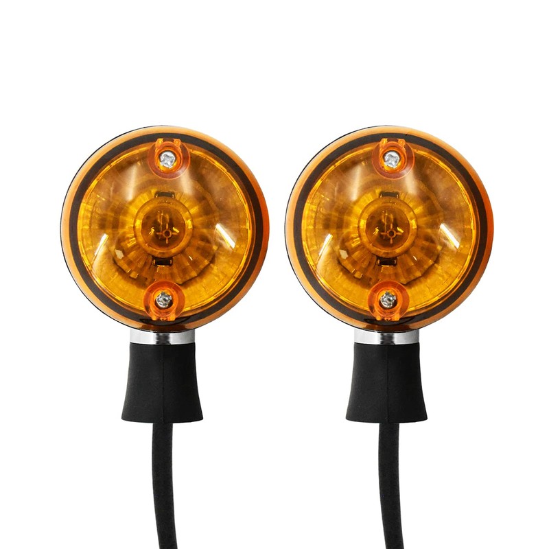 HDBUBALUS Motorcycle Turn Signals Chrome Bullet Front Blinker Indicator Light