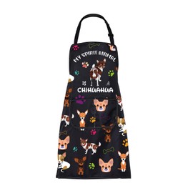 BNQL Chihuahua Apron Funny Chihuahua Gift for Chihuahua Lover Owner Spirit Animal Is a Chihuahua Cooking Kitchen Apron with Pocket (Chihuahua Apron)