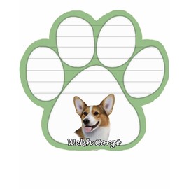 Welsh Corgi Notepad With Unique Die Cut Paw Shaped Sticky Notes 50 Sheets Measuring 5 by 4.7 Inches Convenient Functional Everyday Item Great Gift For Welsh Corgi, Black Lovers and Owners