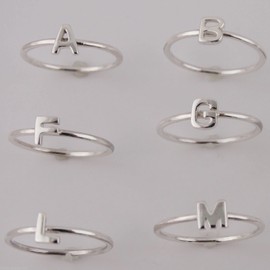 FashionJunkie4Life Sterling Silver Letter W Ring, Sizes 5-10, Initials Words Stacking Bands (7)