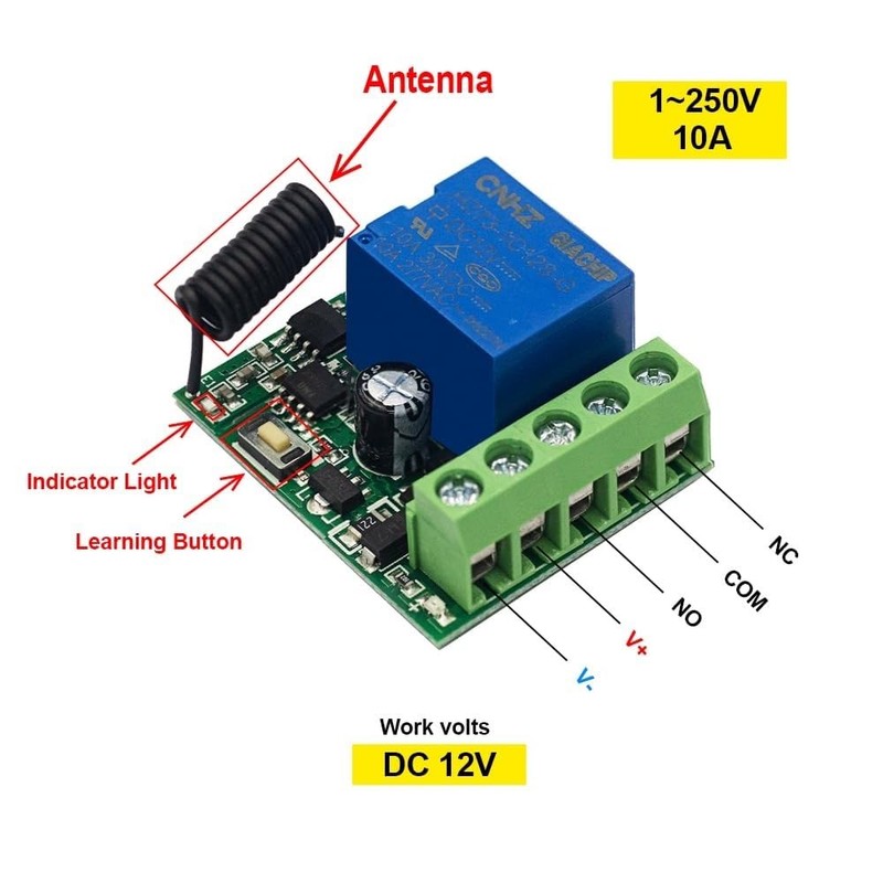 QIACHIP 433Mhz Universal Wireless Remote Control Switch DC 12V 1CH