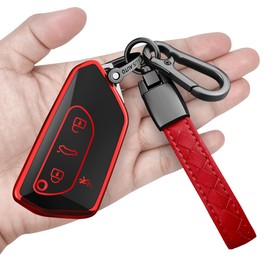 Sindeda for Volkswagen Key Fob Cover with Keychain Soft Full Protection Key Shell Key Case Compatible with VW MK8 Golf/GTI Skoda Octavia (Red)