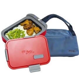 Hot Bento with Included Insulated Tote Bag – Self Heated Lunch Box and Food Warmer – Battery Powered, Portable, Cordless, Hot Meals for Office, School, Travel, Jobsite, Outdoor, Meal Prep (Red)