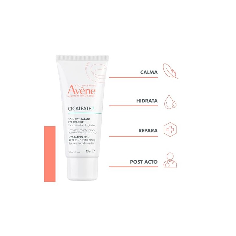 AVENE, Cicalfate+ Emulsión Hidratante Restauradora, Para Post Procedimientos, 40ml
