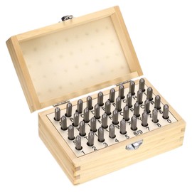 HARFINGTON 36pcs Metal Stamping Kit 1/16" (1.5mm) Steel Uppercase Letter and Number Punch Set (A-Z / 0-8 / "&" Symbol) Sandblasting Punch Press Tool for Imprinting Metal Plastic Wood Leather