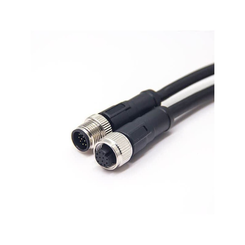 M12 12-Pin Connector PVC Sensor Cable, A Code Straight Male