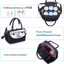 Breastmilk Cooler Travel Bag with 2pcs Wipes Dispensers and Ice Pack -Baby Bottle Cooler Bag for 6 Baby Bottles Up to 9 Ounce - Breast Pump Bag, Breastmilk Storage Bag, Bottle bag for Daycare
