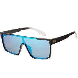 Cyxus P1130 Over Sunglasses, One-Piece Polarized Lenses, UV Protection, Ultra Lightweight, TR90 Material, For Fishing, Driving, Unisex, Fashionable, 02-blue