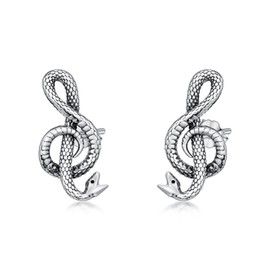 PROESS Music Note Snake Earrings 925 Sterling Silver Snake Stud Earrings Music Jewelry Gifts for Women Men