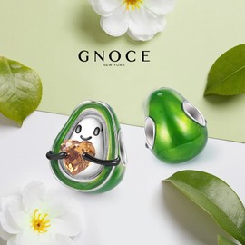 GNOCE Hugging Heart Gemstone Charm Sterling Silver Animal Pearl Jewellery for Women Girls Daughter Fit Snake Chain Bracelets / Necklace, Silver, Cubic Zirconia