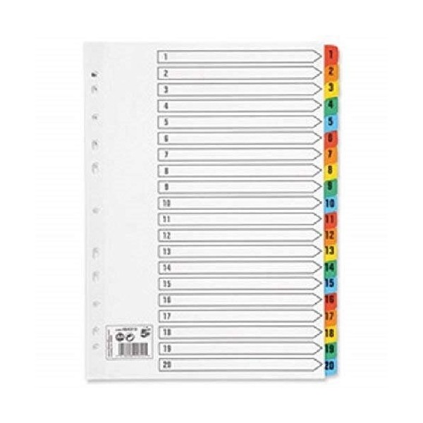 2 x Set of A4 File Dividers Numbered 1-20 Plastic