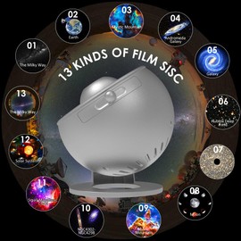 Star Projector, Elec3 Ultra Clear Galaxy Light with 4K Replaceable 12 Galaxy Discs 360 Degree Rotation Real Sky Light Birthday Valentines Gift Night Light for Kids - Silver