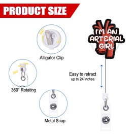 Funny Badge Reel Retractable with Alligator Clip I'm an Arterial Girl Acrylic Heart Aorta Badge Clip for VAT RN Cardiology Doctor Nurse Cardiologist Cardiovascular Medical Office