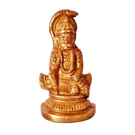 Purpledip Mini Idol Lord Hanuman: Pure Brass Metal Statue for Home, Car or Office (11389)