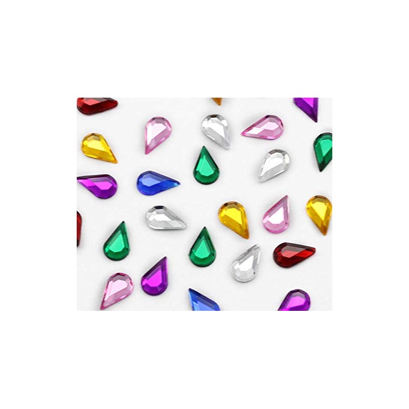 Allstarco 10x6mm Flat Back Teardrop Acrylic Rhinestones Plastic Gems for