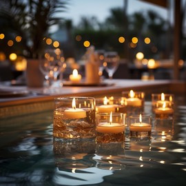 24 Pack 2 inch White Floating Candles Unscented Floating Candle for Centerpieces 5-6 Hours Burning 2” Floating Candle Bulk for Wedding