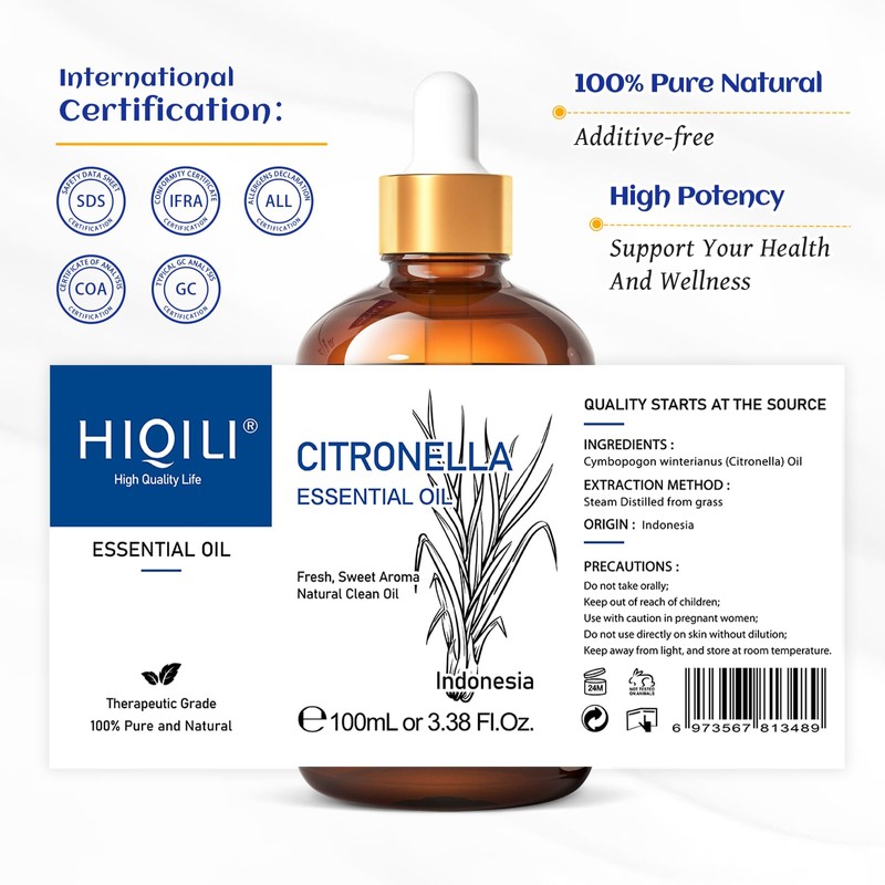 HIQILI 100ml Citronella - Kaya 100% Pure Natural