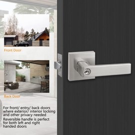 NEWBANG Keyed Entry Lever Lock for Exterior Door and Front Door Heavy Duty Lever Door Lock Handle Satin Nickel Finish
