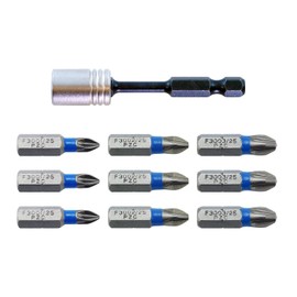 VESSEL Set of 10 Bits and Bit Holder "Torsion" E6, 3, PZ1, PZ2, PZ3