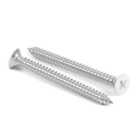 MewuDecor #10 x 2 Flat Head Wood Screw, Sheet Metal Screws, Stainless Steel 18-8 (304), White Head, 50 PCS