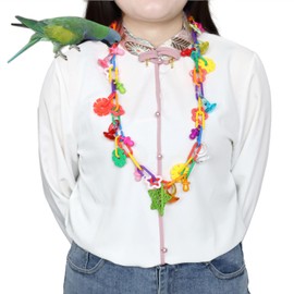 2 Pack Bird Necklace Toy Rainbow Necklace Bird Toy Bird Chewing Toy Cage Links Bird Swing & Climbing Chain for Smaller-Sized Birds