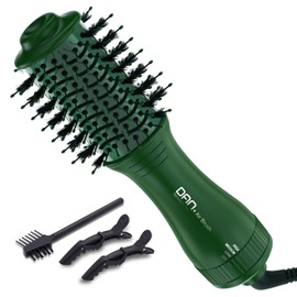 Dan Technology - Cepillo de aire caliente, secador de pelo 4 en 1, peine, alisador y rizador, con barril de esmalte de cerámica, para cabello húmedo, esponjoso, desordenado, alisado, seco, rizado, 2