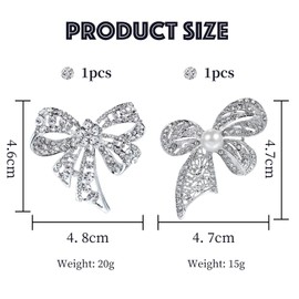 2 Pieces Bow Brooches, Rhinestone Brooches, Jewelry Brooches, Dress Brooches, Fashion Jewelry Brooches, Elegant Ladies Brooches, Clothing Accessories