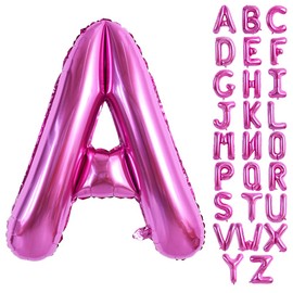 TONIFUL 40 Inch Large Rose Red Letter A Balloons Giant Alphabet Hot Pink Letter Balloons,Foil Mylar Big Balloons for Birthday Party Anniversary Supplies Decorations