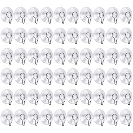 Awpeye 60 Packs Suction Cup Hooks, 1.77 Inches Universal Clear PVC Suction Cups for Shower Removable Window Suction Cups with Hooks for Kitchen Bathroom, Wall, Glass