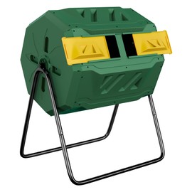 Epetlover 43 Gallon Composting Bin Dual Rotating Chamber Compost Tumbler, Outdoor Waste Bin with Steel Frame for Garden Yard, Green