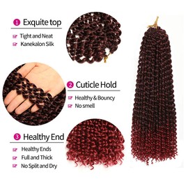 Passion Twist Hair, 7 Packs 18 Inch Water Wave Crochet Hair for Long Bohemian Hair, Braiding Hair, YDDM Passion Twist Crochet Hair Synthetic Hair Extensions (T1B-Bug#, 7 Pack-18 Inch 45.5 cm)