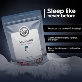 GILGAL BROWN NUTRACEUTICAL LTD Somnisol: Natural Sleep Supplements | Aids in Stress Relief, Deep Sleep | Schisandra, L-Theanine, Quercetin Phytosome, Palmitoylethanolamide | 100% Vegan, (120 Capsules)