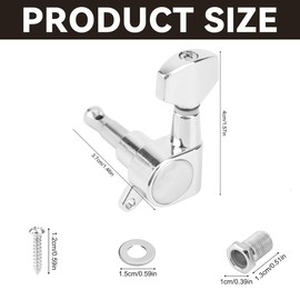 6 PCS Guitar Tuner Pegs 3L3R - Sealed Tuning Keys for Acoustic or Electric Guitar, Chrome Machine Heads, 45° Bevel Knob, Locking Replacement