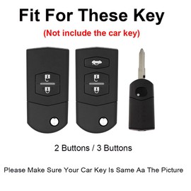 TECART Folding Car Key Case Key Cover Zinc Alloy Leather Keychain fit for it for Mazda 2 3 5 6 CX5 CX7 CX9 RX8 M6 MX5 Key Shell Protection Covers 2 3 Buttons Key Fob Holder Cover Keyring Black