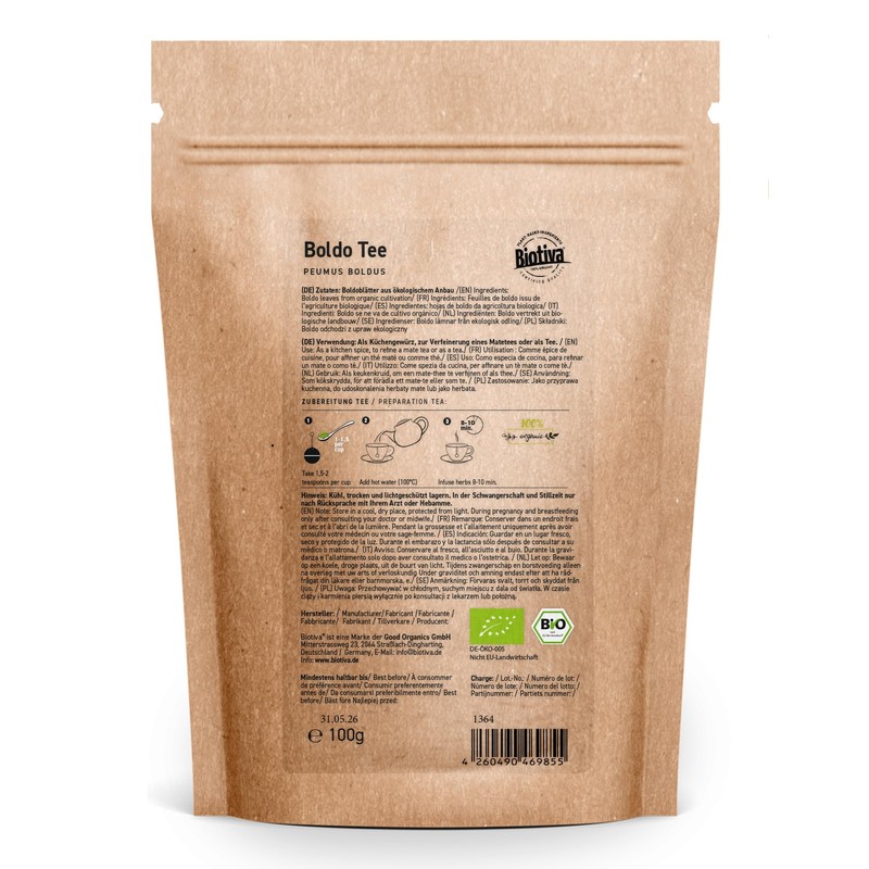 Boldo Leaf Tea Organic 100g - Hand-Picked - Boldo Tea