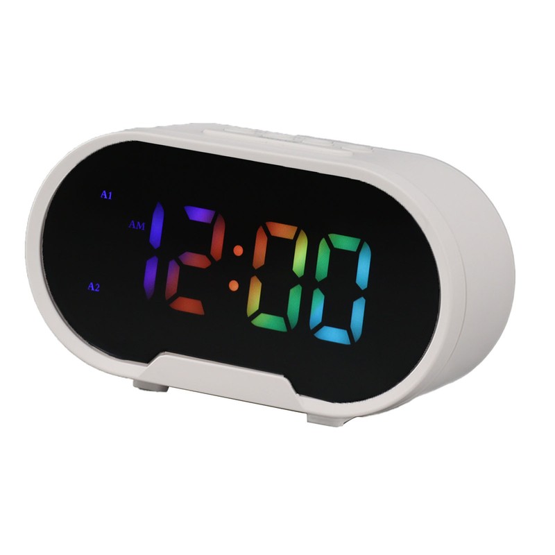 Digital Clock LED Alarm Big Digits Color Display Dimmable Adjustable