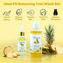 Natural Yoni Wash Yoni Oil Set, Feminine Wash for Women ph Balance, 1 fl.oz Feminine Oil & 6.7 fl.oz Intimate Vaginal Wash - Pineapple Scent