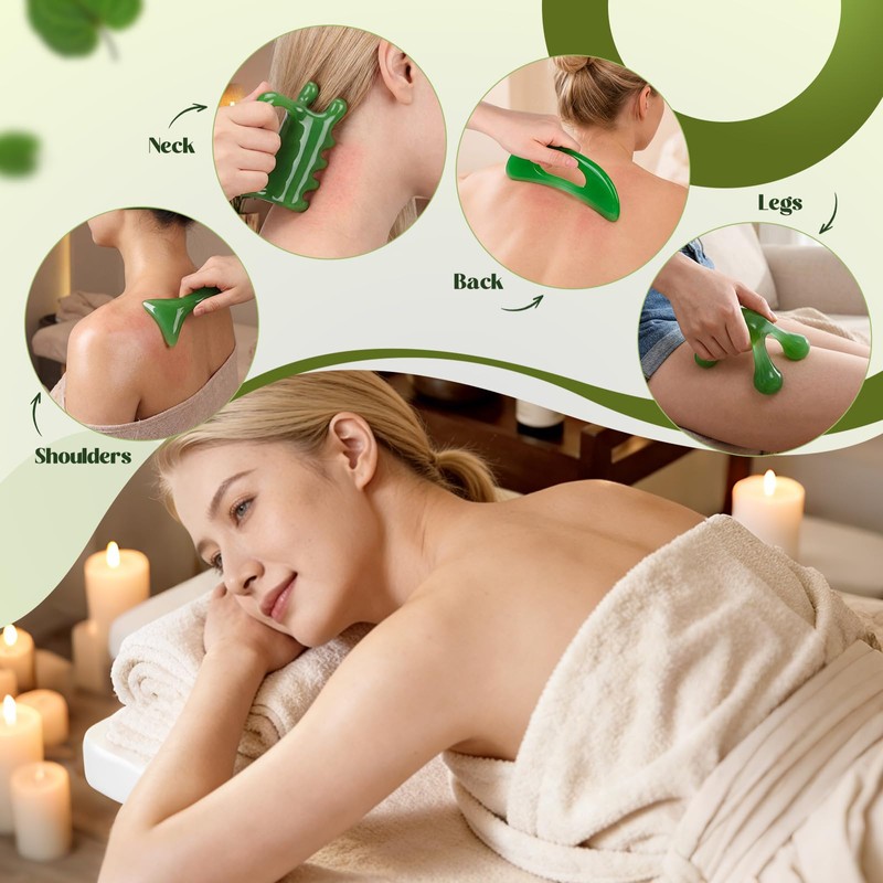 Ceenna 7 Pcs Gua Sha Massage Tools Set - Natural