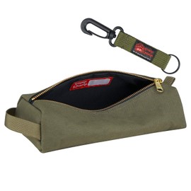 Rough Enough Canvas Small Tool Bag Pouch Multi Tool Storage Pliers Organizer Pencil Case Box for School Art Supplies with Zipper in Military Green
