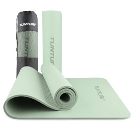 Tunturi Thick Yoga Mat 8 mm - Non-Slip Gymnastics Mat - With Carry Strap - For Yoga and Pilates - Sports Mat 183 x 61 x 0.8 cm - Harmful Substances - Especially Comfortable - Mint