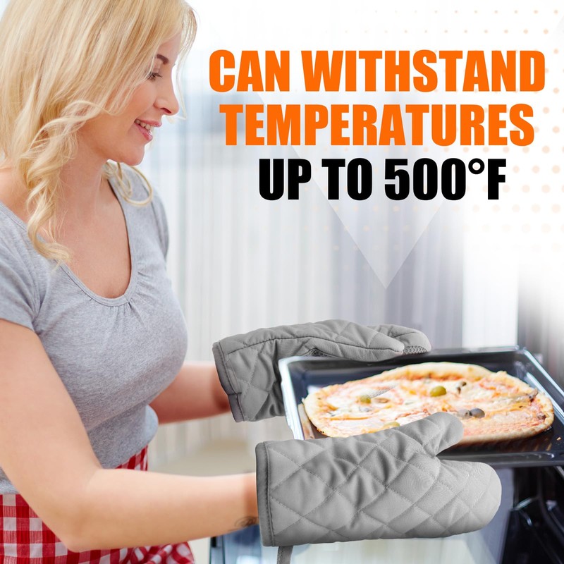 Silicone Oven Mitts, Heat Resistant 2PCS Oven Mitts with Soft