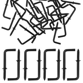 Giantree 100 Pcs Black 3/4 Inch 1 Shape Screw Hooks L Shape Hooks 7 Shape Right Angle Hooks