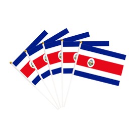 50 Pack Costa Rica Costa Rican Small Mini Hand Held Costa Rica Costa Rican on Stick Flags, Miniature National Country Flags,Party Decorations Supplies for Parades,International Festival