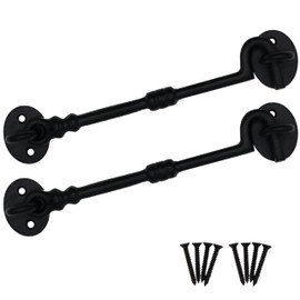 Cabin Hook and Eye Black Cast Iron Heavy Duty 200mm/8 Inch Pack of 2