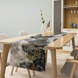 Camino de mesa de paisaje asiático, camino de mesa de pintura de paisaje chino para cocina, mesa de comedor, decoración del hogar, fiesta, 13 x 60 pulgadas