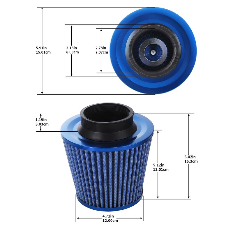Pindex 3 Inch High Flow 76mm Cold Air Intake Induction