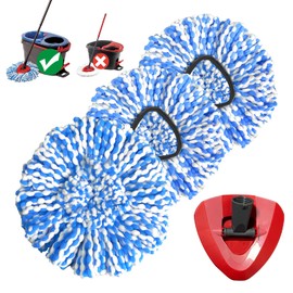 Nuorest Spin Mop Replacement Head for O-Ceda RinseClean 2 Tank System, Microfiber Mop Refills, Easy to Replace, Include 3 Cedar Mop Replace Heads, 1 Extra Mop Replacement Base