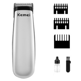 KEMEI Mini Hair Trimmer Compact, Portable Cordless Clipper for Men and Women, Precision Haircut and Shaving Tool Silver, Battery Powered and Travel Friendly